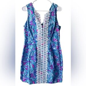 Lilly Pulitzer Blue and Pink Patterned Dress fits size 8